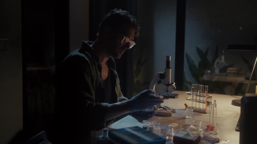 The scientist is working with a petri dish in the lab