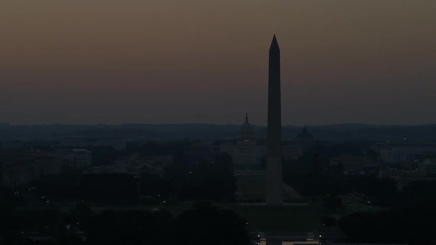 View of the washington monument at sunset
