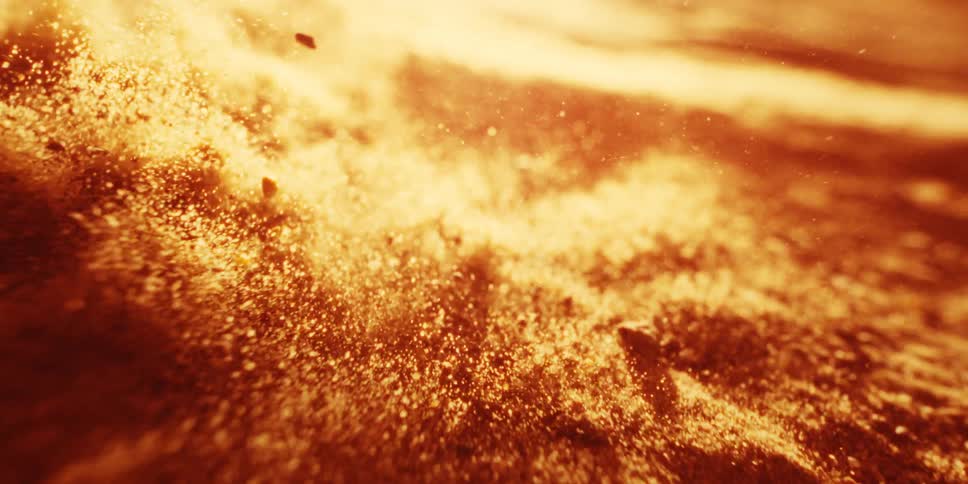 Macro abstract closeup of particles and debris vibrating during an earthquake