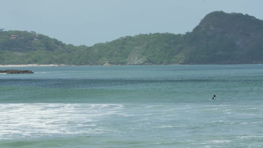 People floating in the ocean on a clear day