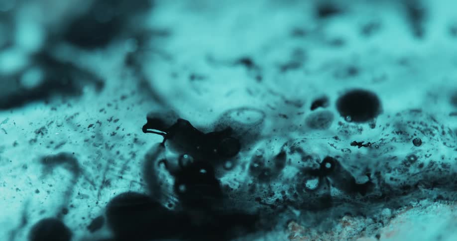 Gelatinous liquid with pigments in abstract black color