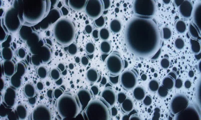 A footage of flowing bubbles