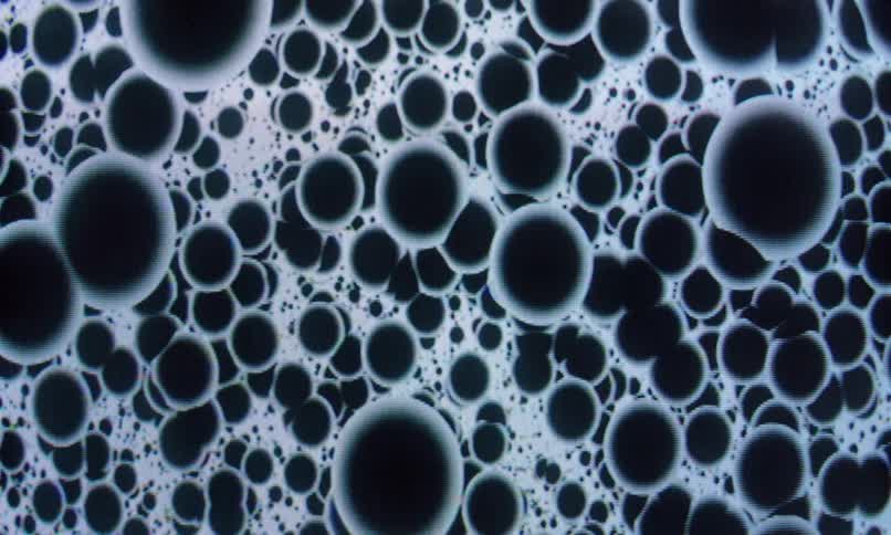 Black and white colored balls clustered together