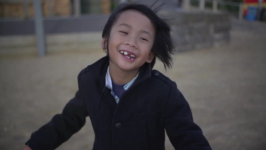 A child plays outside