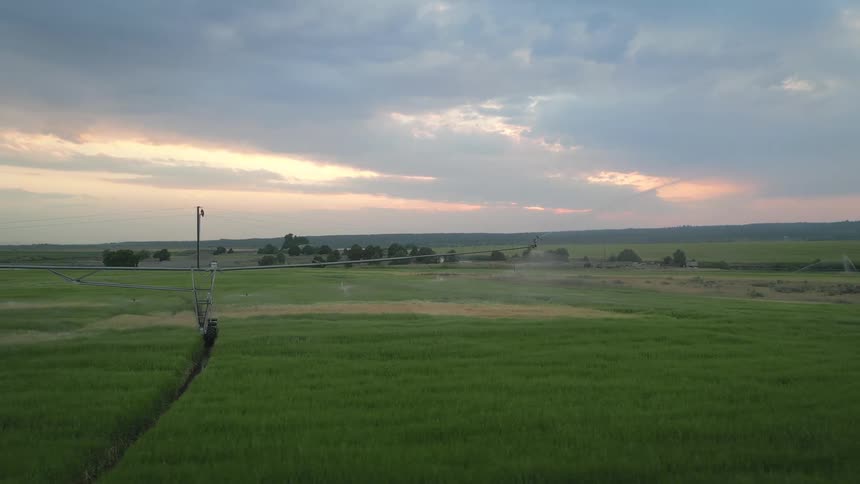 A large metal structure in the middle of a field