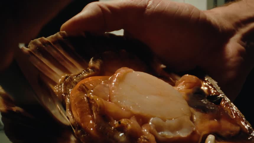 Wooden spoon scraping food