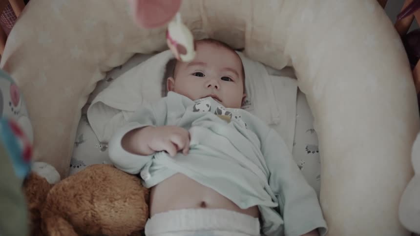 A footage of a baby laying down