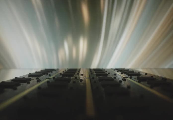 Close up of an internal hardware circuit board