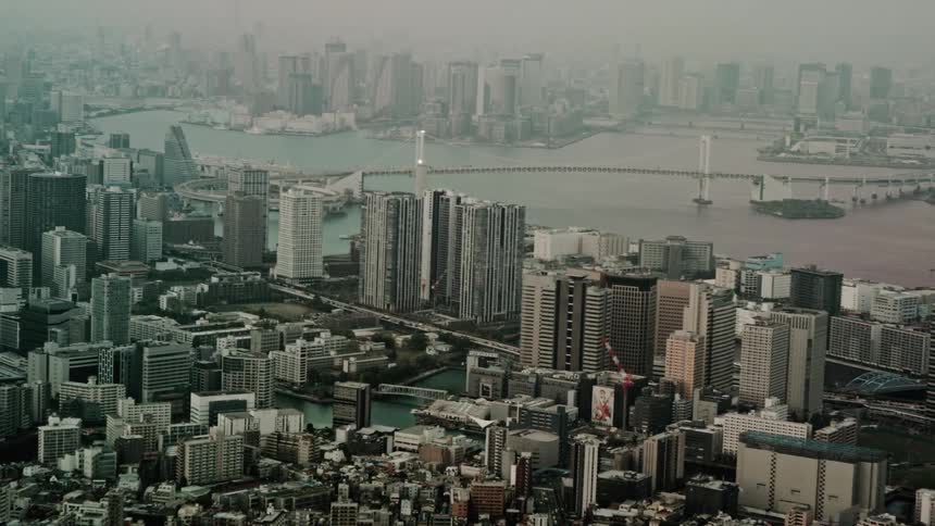 Fog hangs over the big city