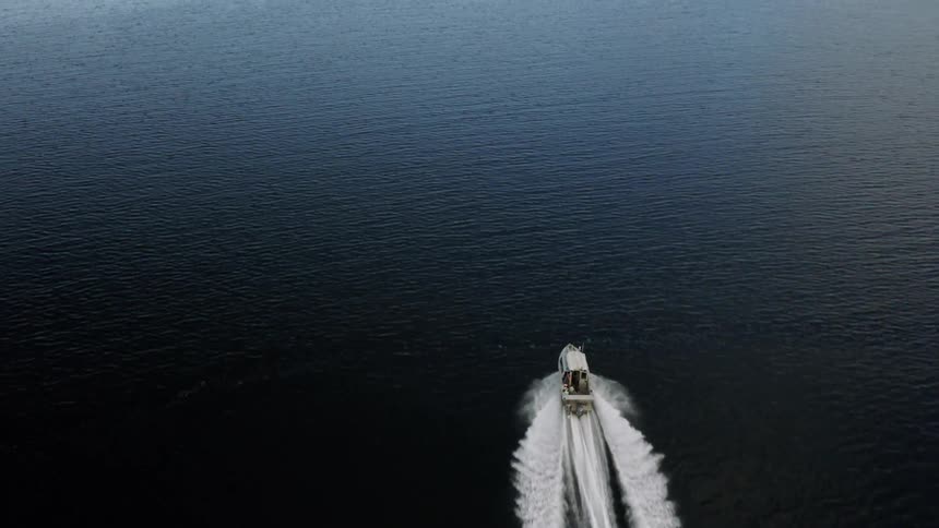 An aerial footage of a boat in the sea