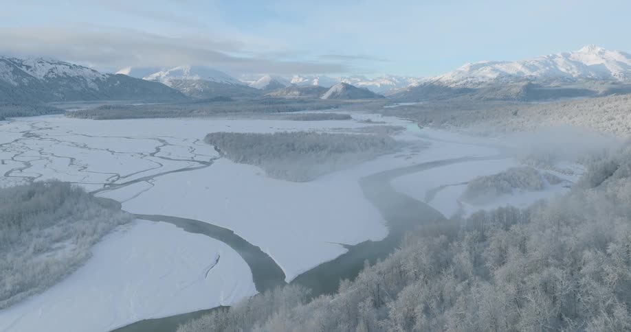 Aerial view of snowy mountains