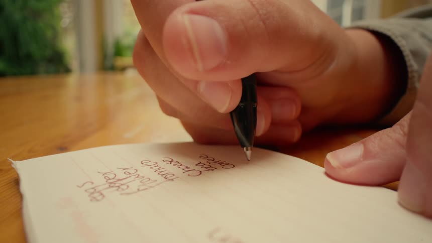 A person is writing a list on the paper