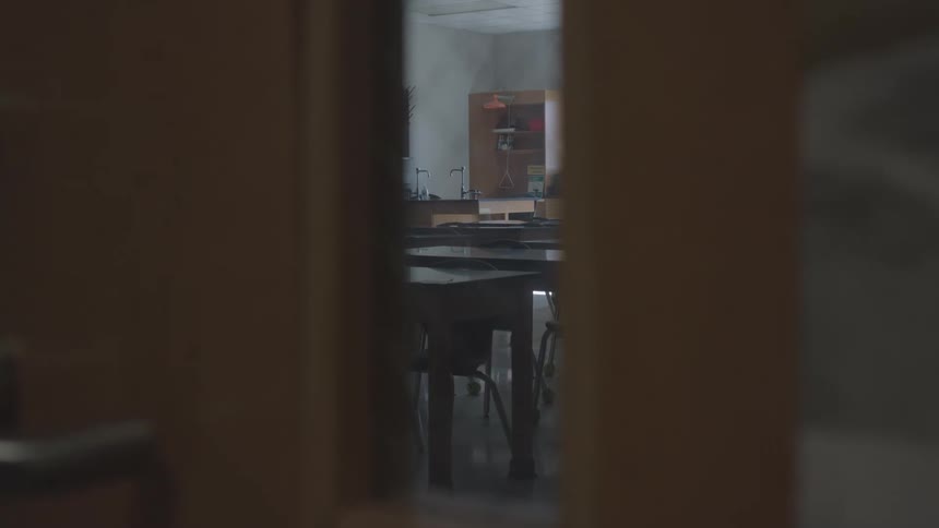 View of a classroom threw door window