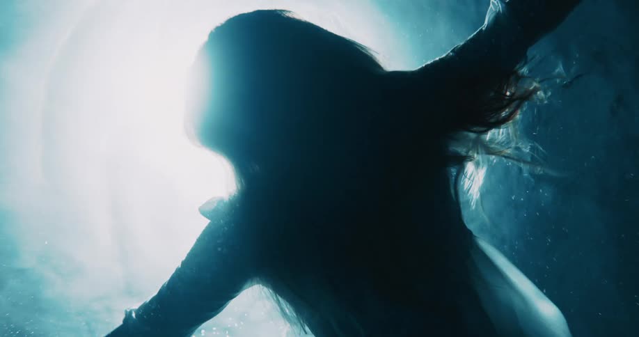 A woman is floating on her back in the water