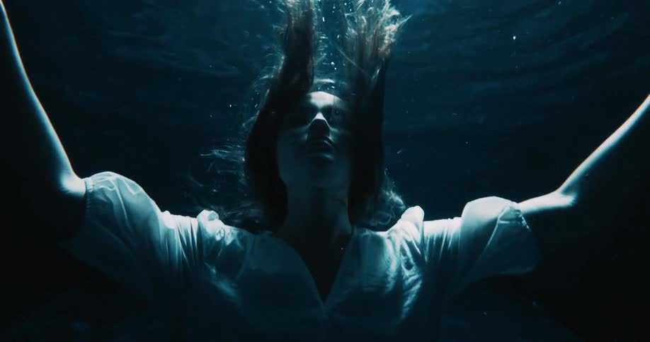 A footage of a lady drowning