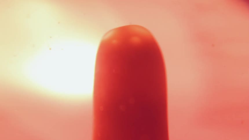 A lava lamp moves around the liquid inside
