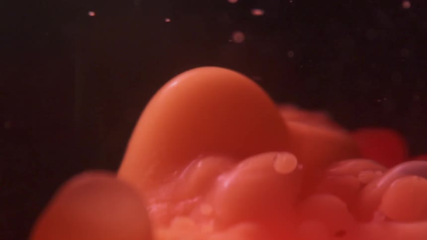 Red liquid flows and bubbles