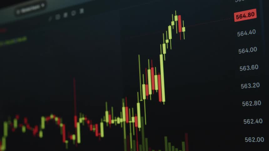 A binary options chart showing rising and falling movements