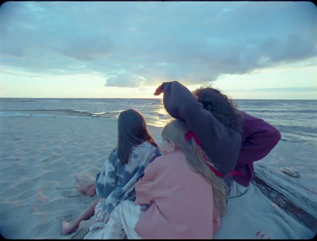 A family have fun on the beach together