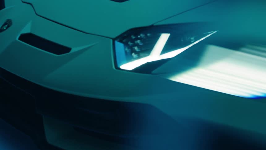 The lights flash on the parked lamborghini