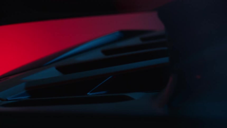 A spoiler is on the race car