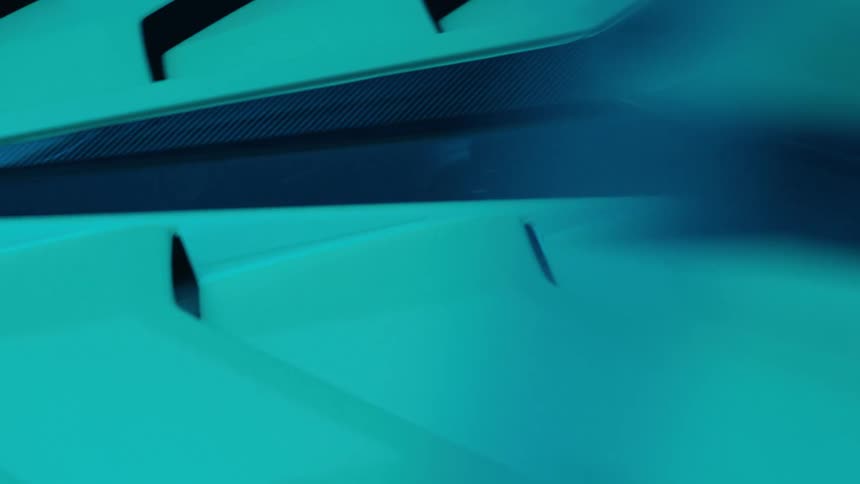 Closeup of the hood of a sports car
