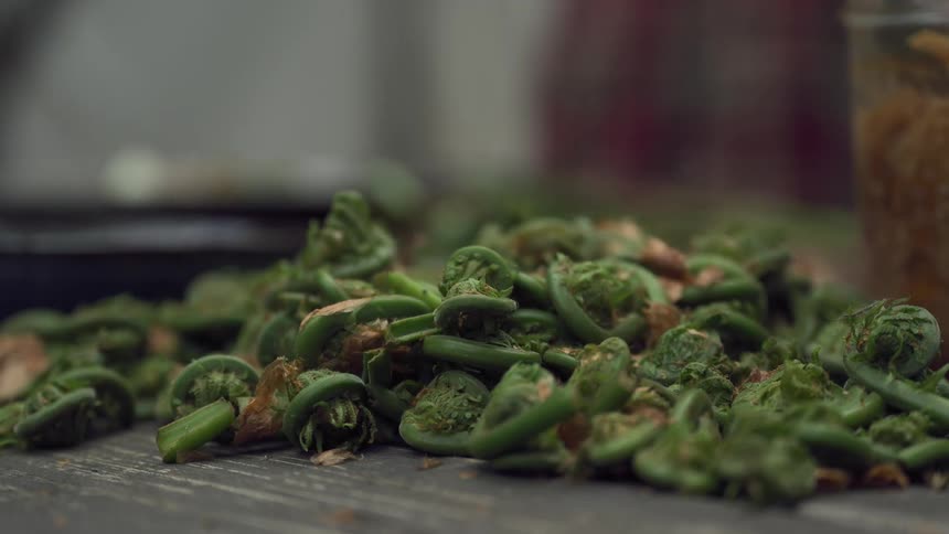 A close up of some prepared produce