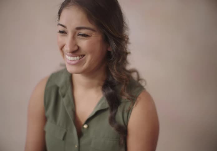 Smiling woman talking