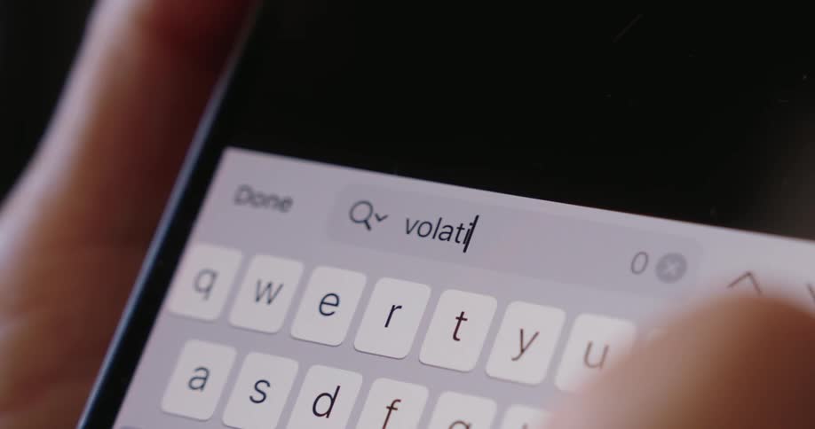 The term volatility is searched on the cell phone