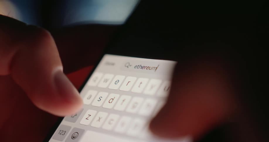 A person uses their thumbs to search on a cell phone