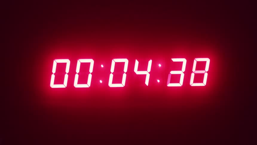 A digital timer counting down from 8 to zero