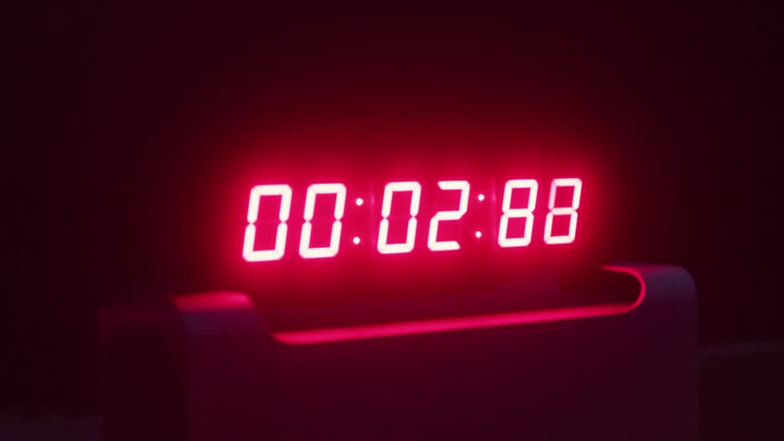 The large clock counts down to zero