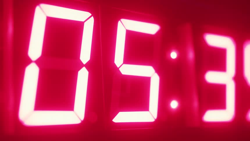 Neon red numbers counting down