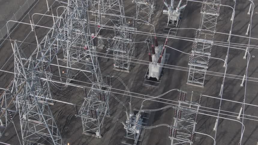 A transmission station with a series of transmission lines