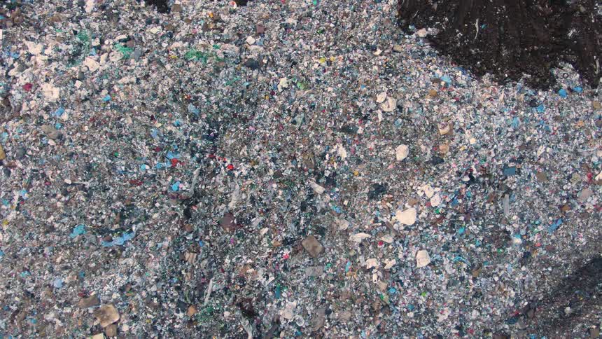 Aerial view of a huge openair landfill
