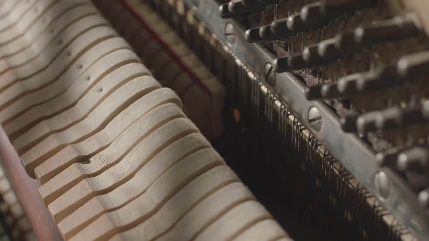 Piano internals move while a piano is being played