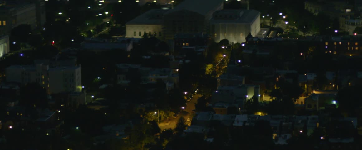 A brightly lit city at night