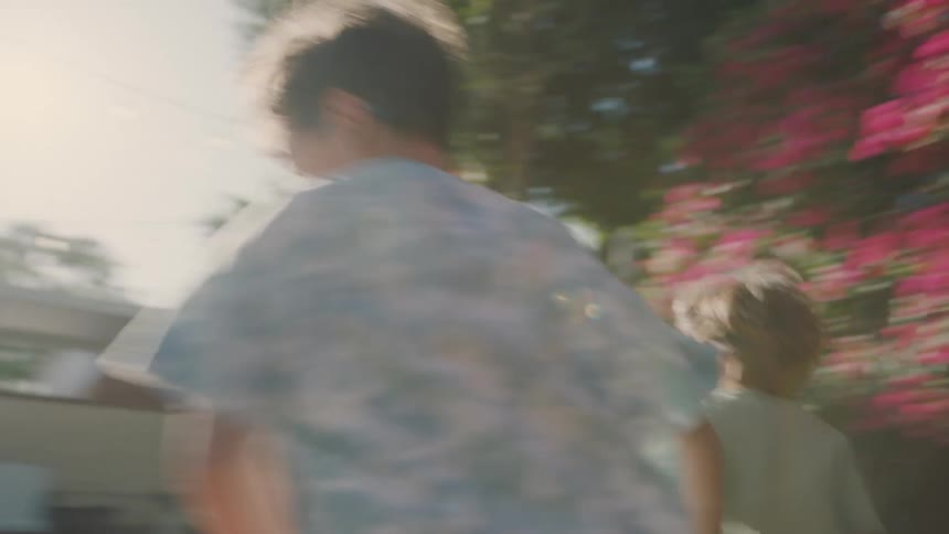 Children run and play outside