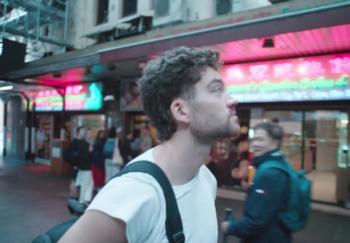 A man walking down a street