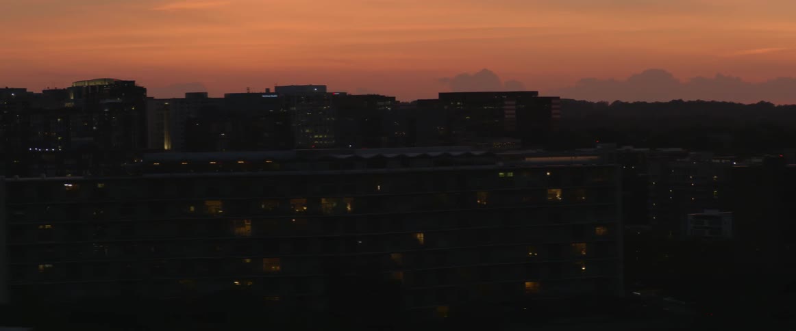 City buildings at sunset