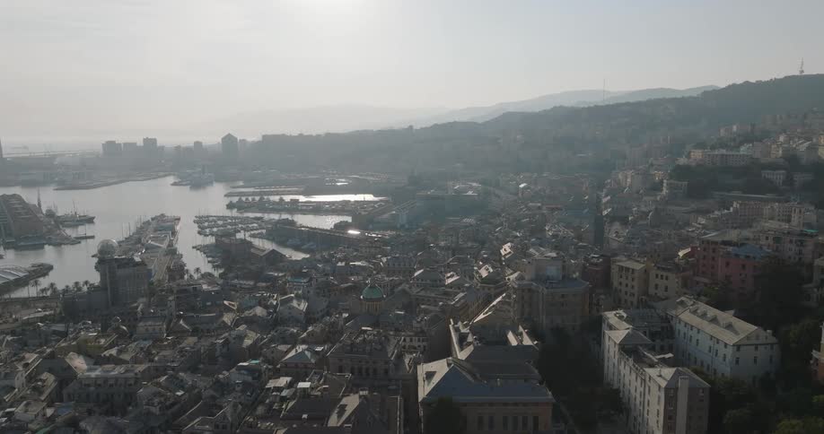 An aerial fly over of a city
