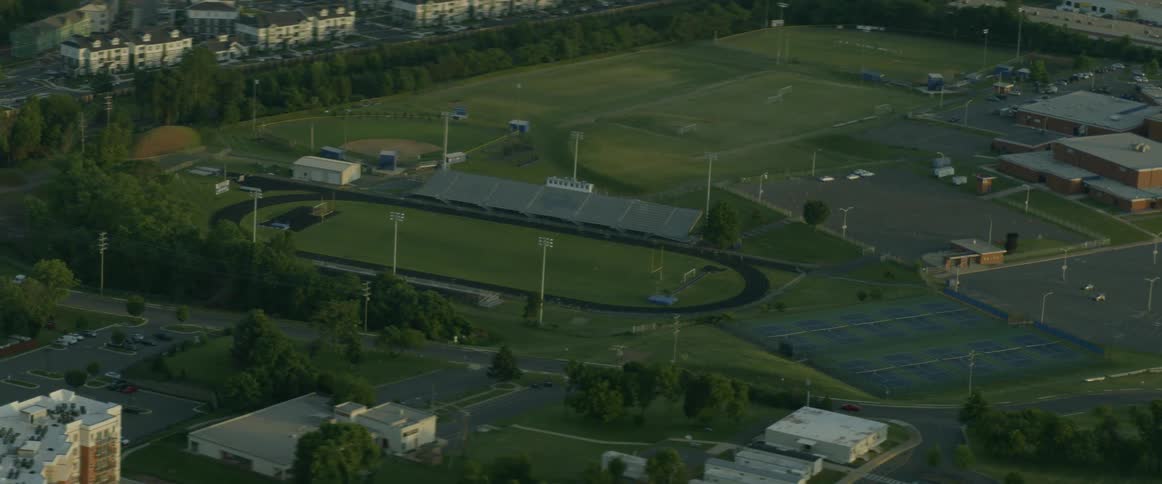 A football field near a school