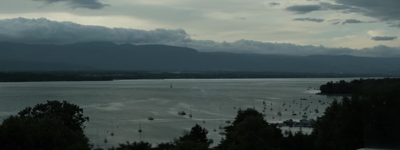 Storm rolls in on a harbor