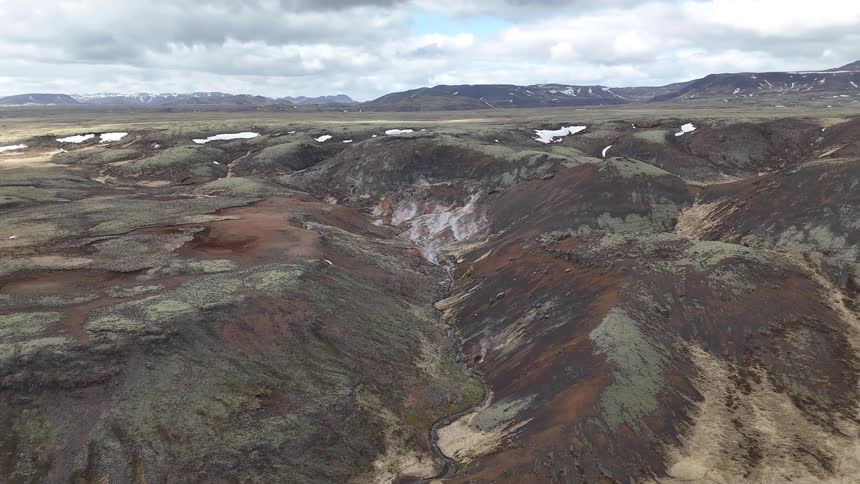 An aerial view of a barren landscape
