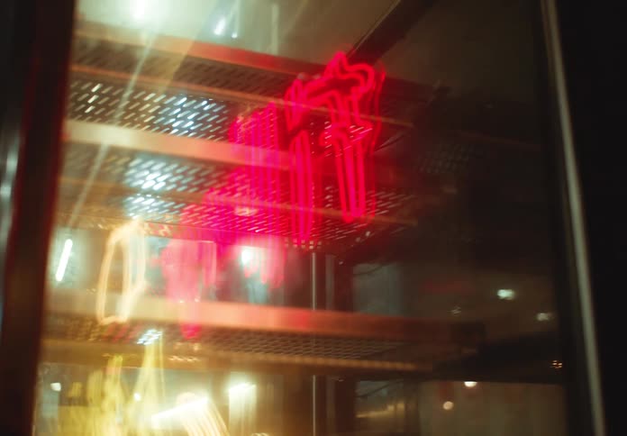 A footage of a blurry glass shelf
