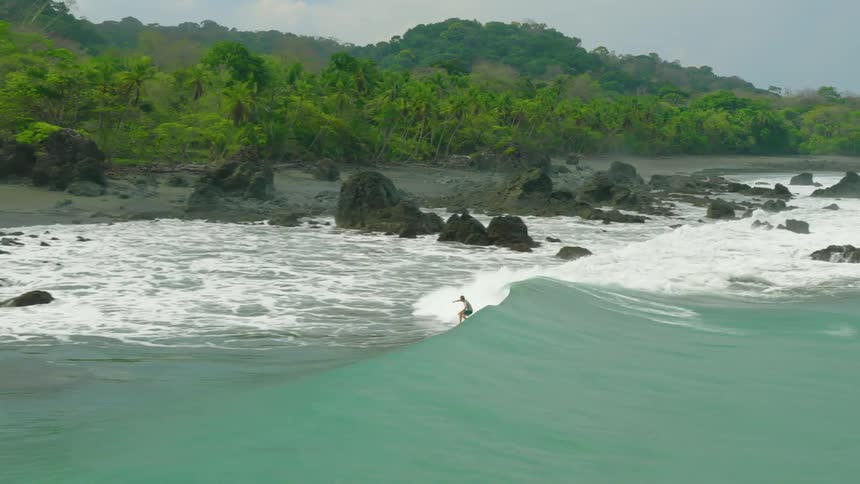 A footage of a person surfing the sea