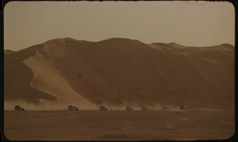 Cars traveling through the desert
