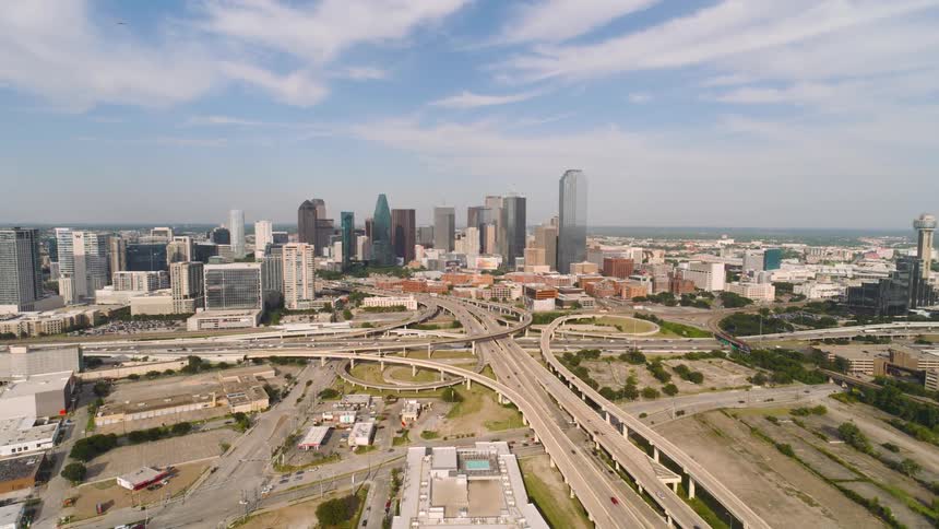 Aerial panoramic view of viaducts and intersections in a metropolis