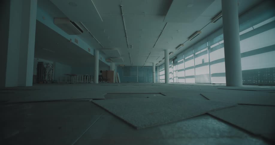Abandoned office space low angle