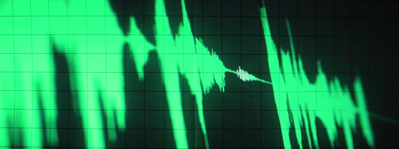 Close up of a digital screen displaying bass in green color